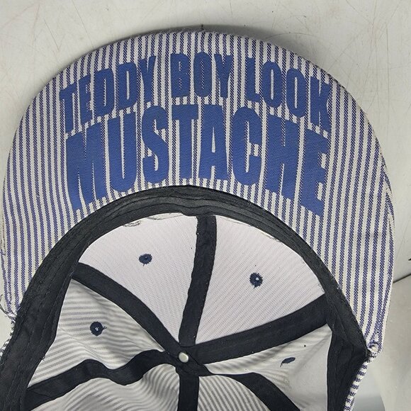 Teddy Boy Look Mustache Hat Cap Striped Snapback Casual Outdoors Lightweight - Picture 6 of 9